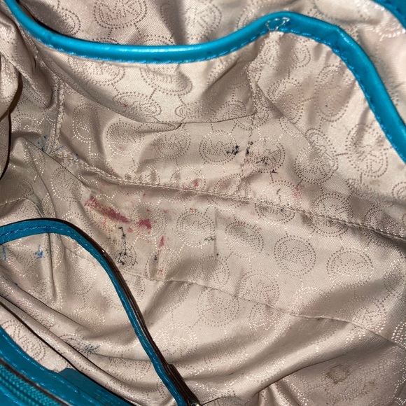 Michael Kors Hamilton Ostrich Embossed Purse, Blue - Picture 10 of 12